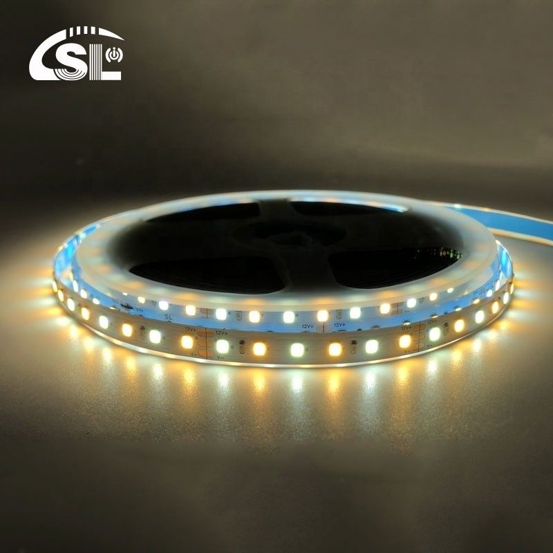 Hotel CCT 12V24V 8mm 120leds 3000K-6500K Caliente Blanco-Blanco Doble Color 35Copper SMD2835 Luz de banda LED IP20