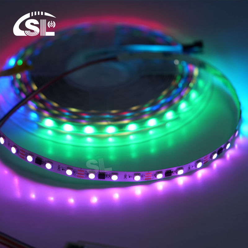 12V WS2811 60Leds Mágico Digital Multicolor 5050 Direccionable RGB LED Strip Pixel Caliente Blanco IP20 Controlador de Decoración
