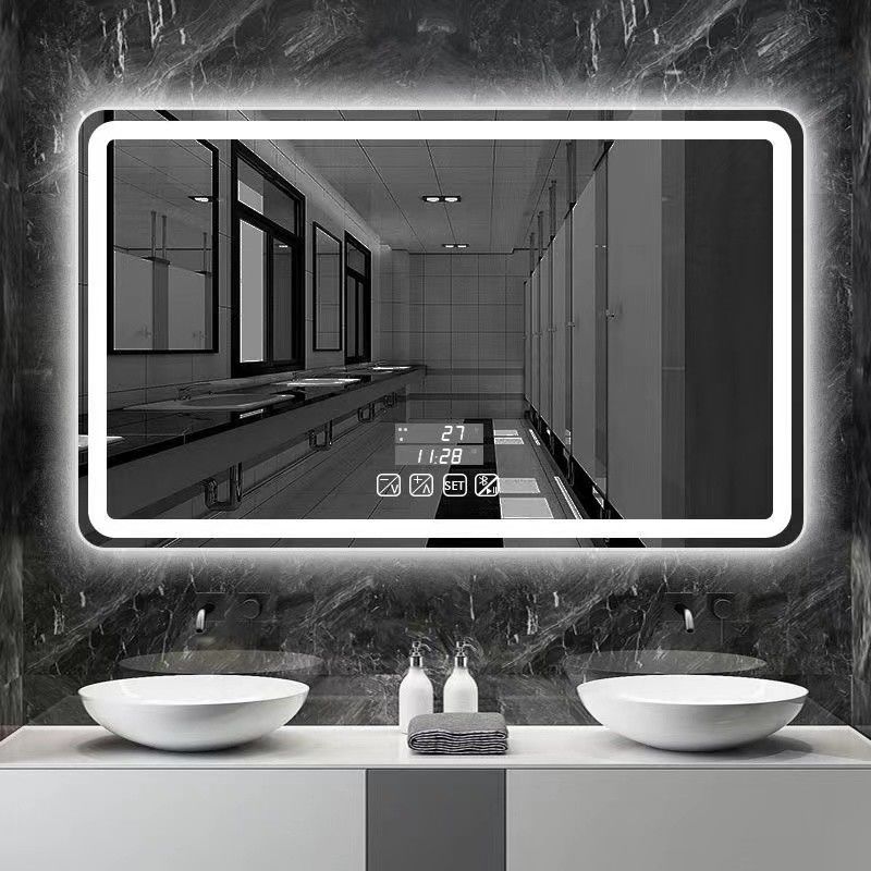 Hotel Casa decoración de baño Espejos de baño grandes ovalados con pantalla táctil y luces LED