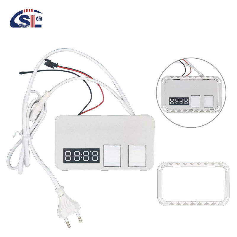 Interruptor de atenuación táctil de espejo integrado 2 Gang Time Display Temperatura Desfogador Interruptores inductivos 12V 5A 60W