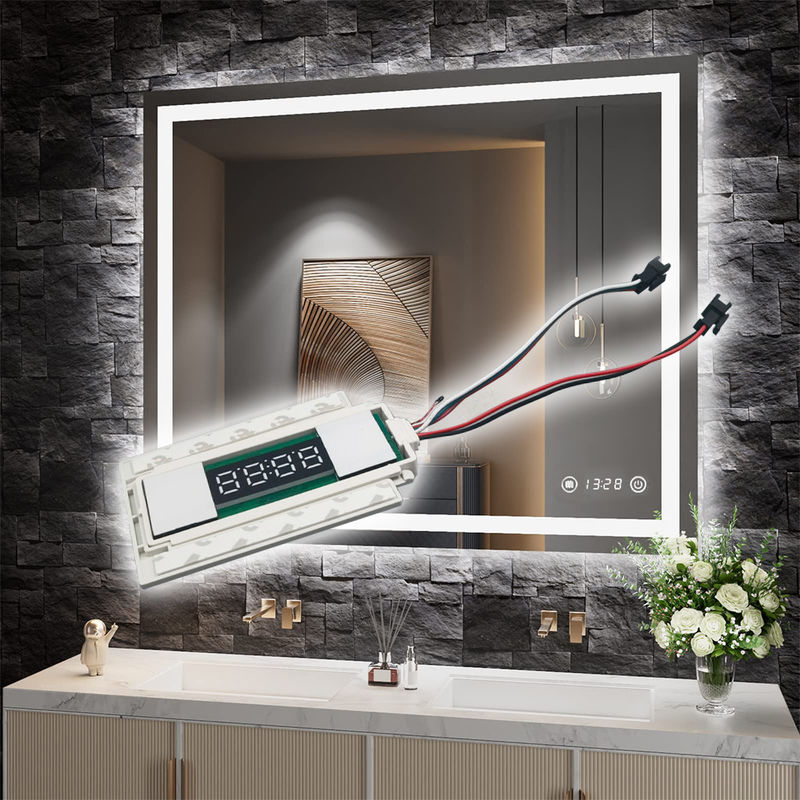 Muestra del tiempo Esbeltos DC12V 5A 60W Defogger luz LED espejo sensor táctil interruptor de atenuación sin pasos