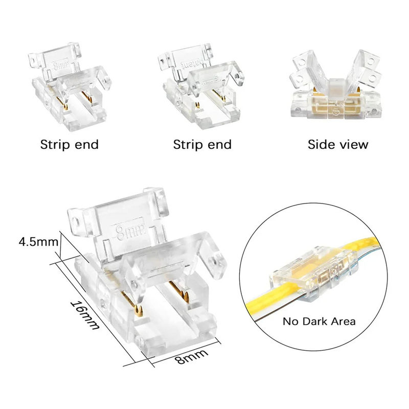 Medición ilimitada de la densidad de LED COB Conectores LED de banda a cable para conexión de 5 8 10 mm