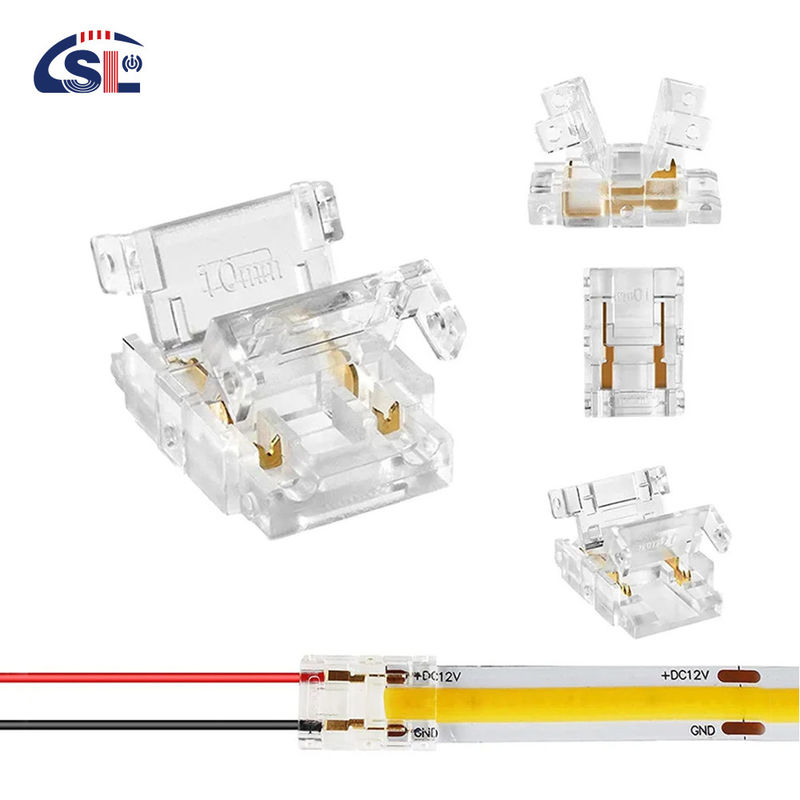 Conectores de banda de LED COB IP20 a prueba de agua para banda de 8 mm a banda de 10 mm en plástico en forma de L