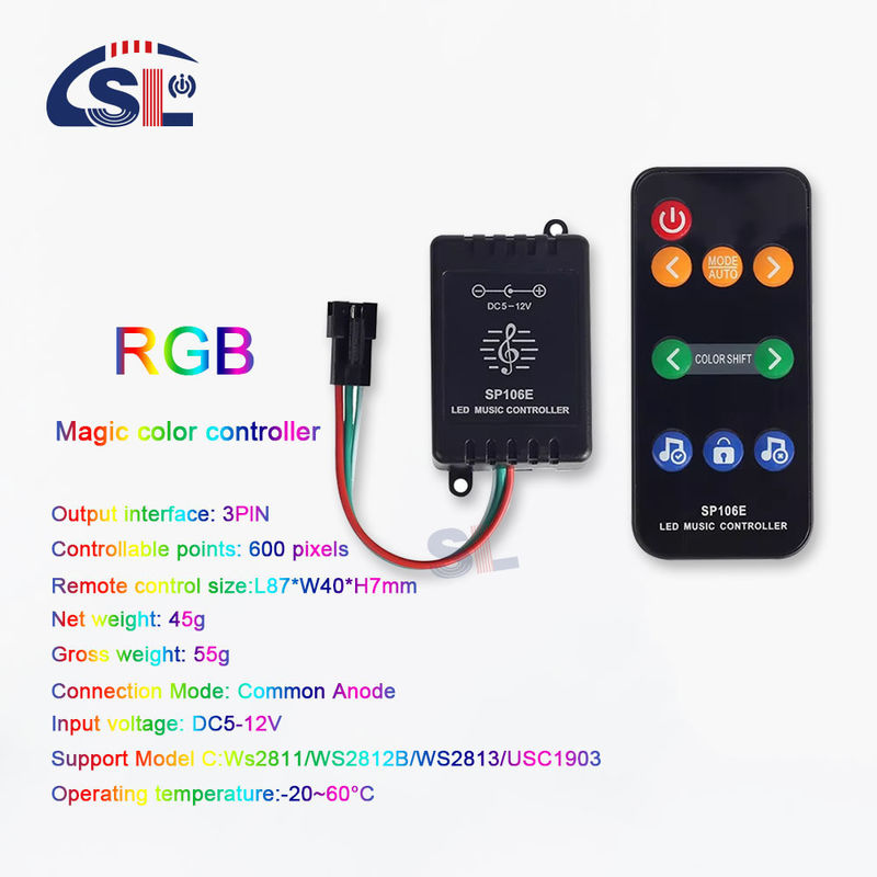 Luzes de banda LED Controlador de música con distancia de control remoto de 10 m y IC de sinfonía