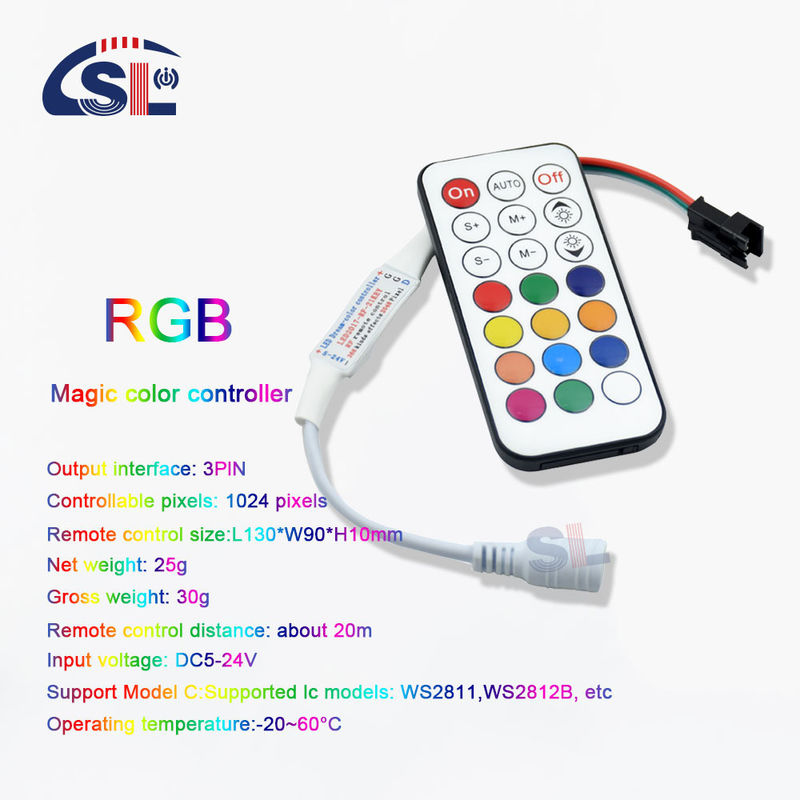120lm/w Soporte IC Tipo 12V 21 Claves RF Control remoto digital LED para WS2811 WS2812